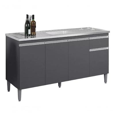 Balcão Gabinete Módulo Tatiane 150cm Cinza Ajl Móveis Cor Cinza-escuro