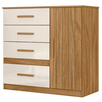 Guarda Roupa Solteiro com Cômoda Aruba Vênus 6 Portas 4 Gavetas 165 cm Off White Moval