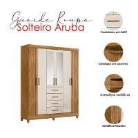 Guarda Roupa Solteiro Aruba Com Espelho E Cômoda Vênus Freijó Off White - Moval - 3