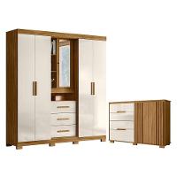 Guarda Roupa Solteiro Eldorado E Cômoda Texas Freijó Off White - Moval - 1