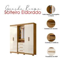 Guarda Roupa Solteiro Eldorado E Cômoda Texas Freijó Off White - Moval - 3