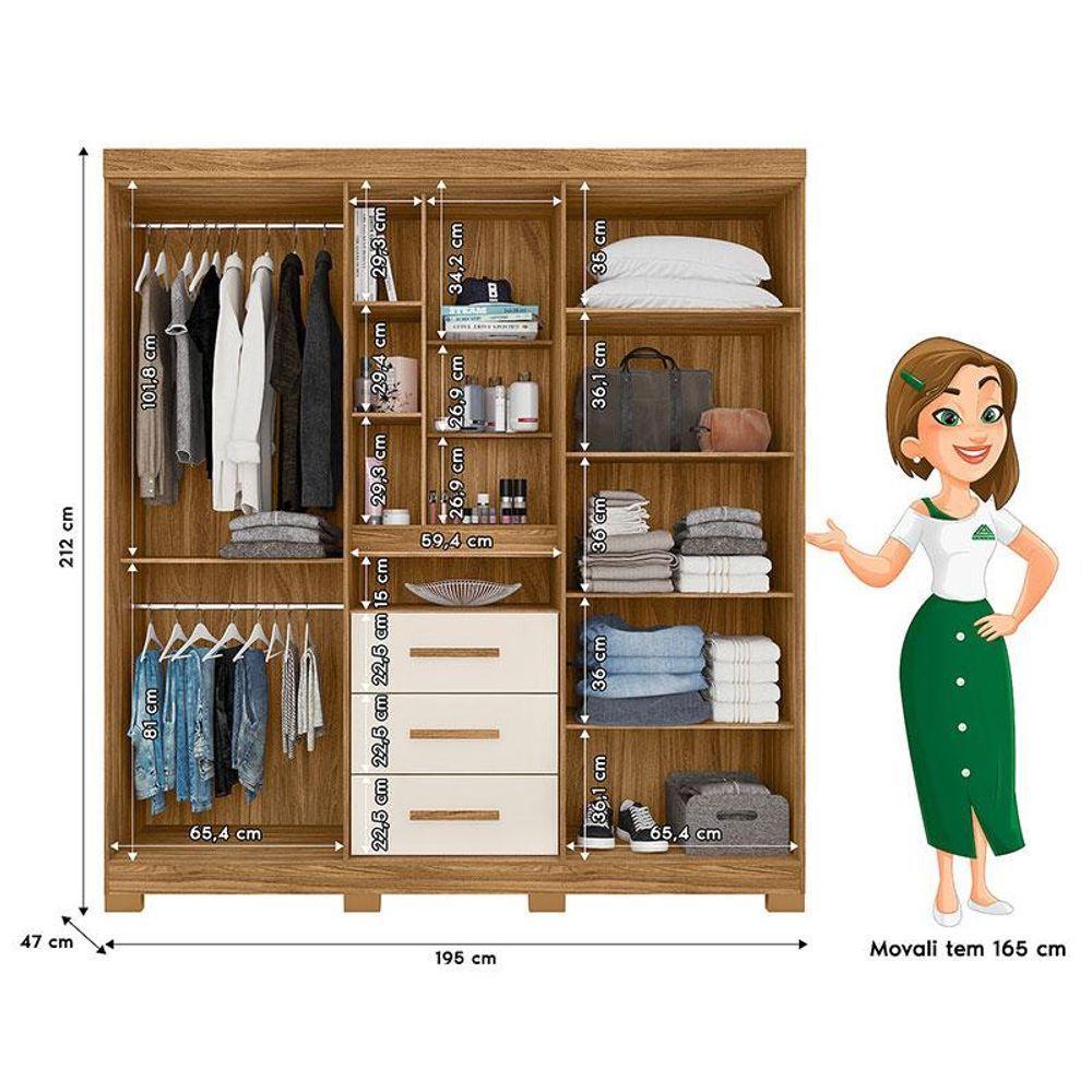 Guarda Roupa Solteiro Eldorado E Cômoda Georgia Freijó Off White - Moval - 4