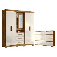 Guarda Roupa Solteiro Eldorado E Cômoda Georgia Freijó Off White - Moval - 1