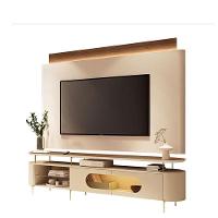 Rack Bancada ária Com Painel Suspenso Nobre Castanho Off White - Hb Móveis - 1