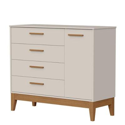 Cômoda Sapateira Infantil Flip 4 Gavetas MDF Puxador em Mdf Bege Areia Acetinado