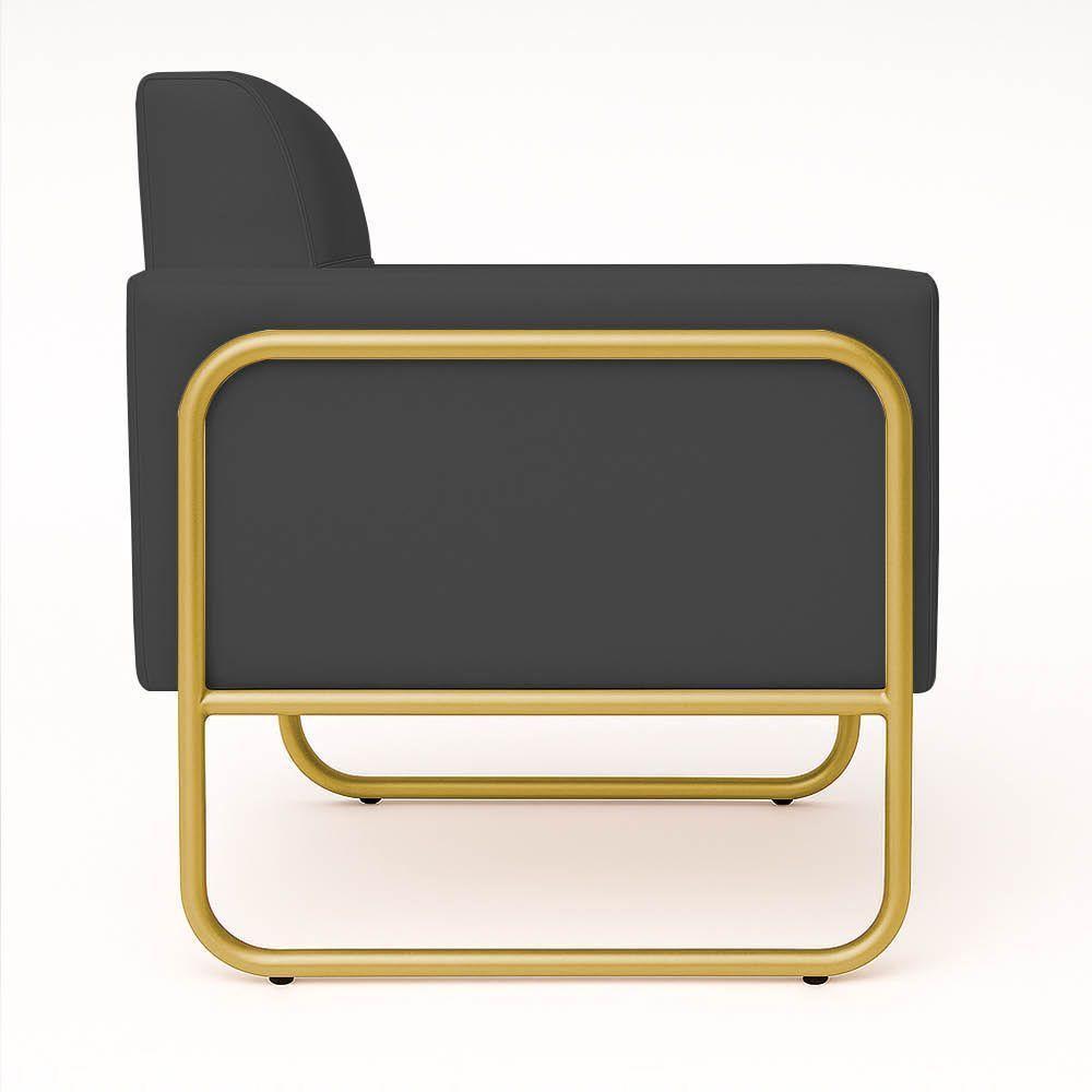 Poltrona Sala Industrial Alta Tubo Dourado Elisa Sintético D03 - D'rossi Cor Grafite - 6