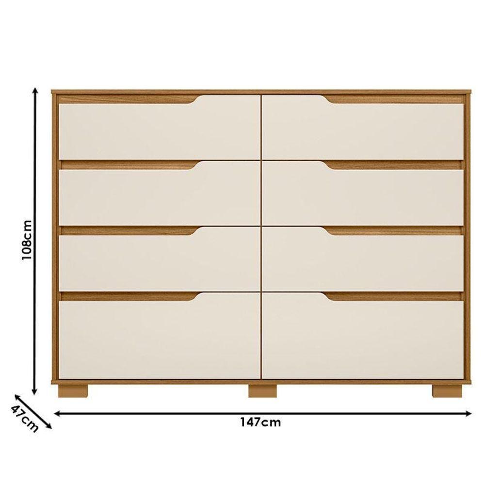 Guarda Roupa Casal San Lorenzo E Cômoda Georgia Freijó Off White - Moval - 7