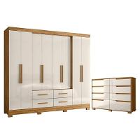 Guarda Roupa Casal San Lorenzo E Cômoda Georgia Freijó Off White - Moval - 1