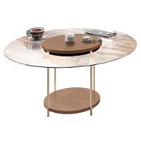 Rack Bancada Rivera 1.8 Com Mesa De Centro Sky Com Tampo De Vidro Off White Castanho - Hb Móveis