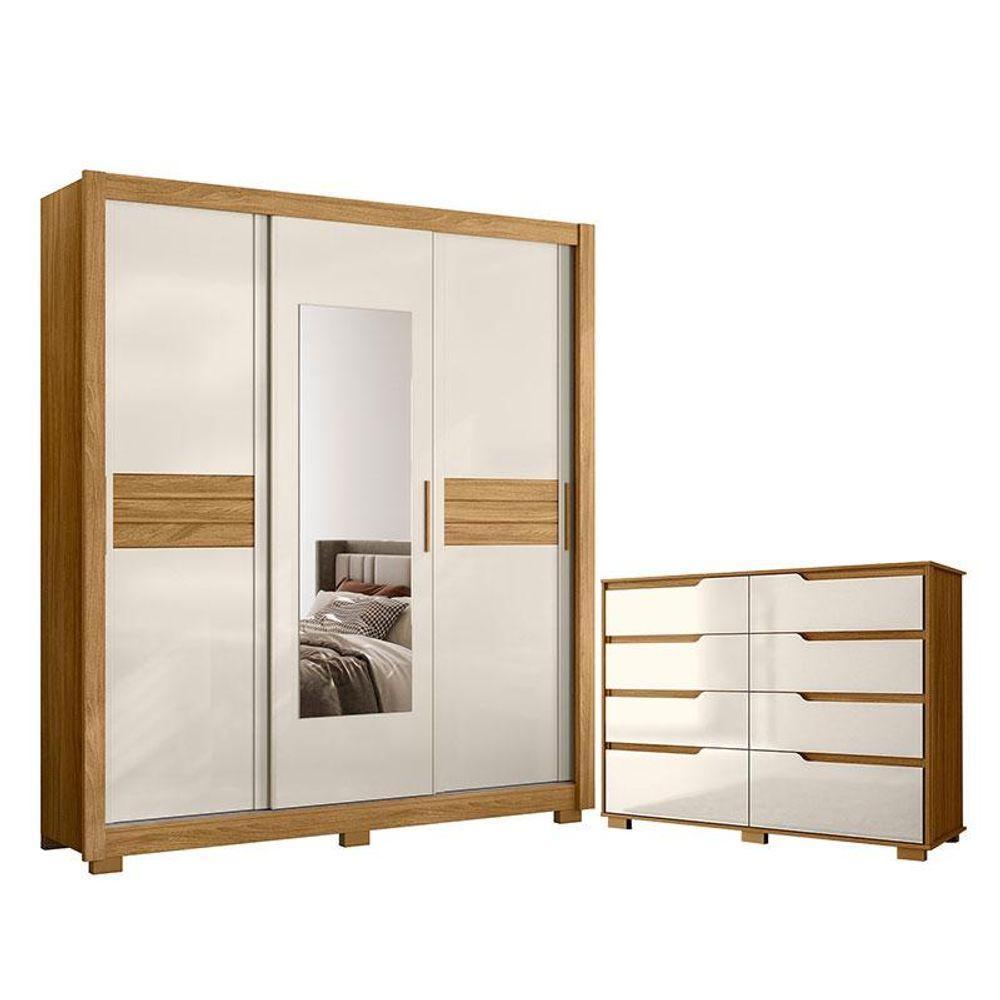 Guarda Roupa Casal Canadá E Cômoda Georgia Freijó Off White - Moval - 1