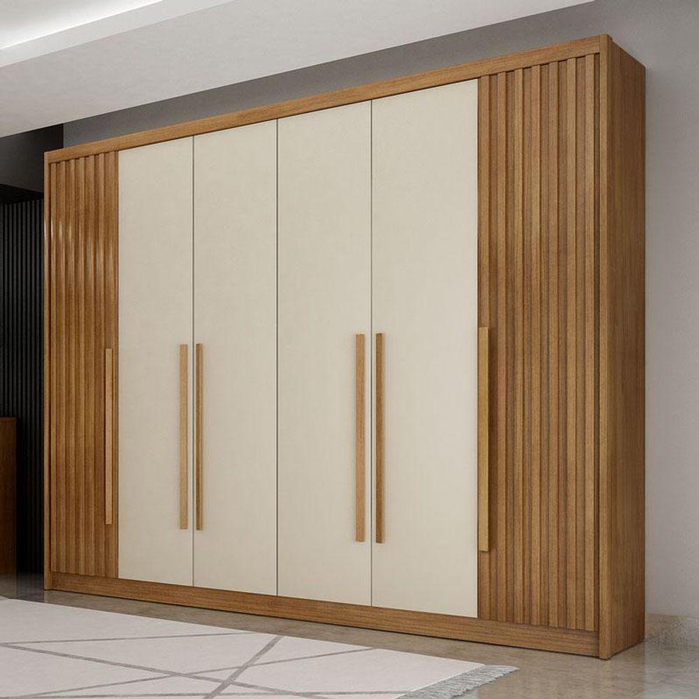 Guarda Roupa Casal Ripado Ambiente Bragança 6 Portas 6 Gavetas Cumaru 25 Fendi - Novo Horizonte - 1