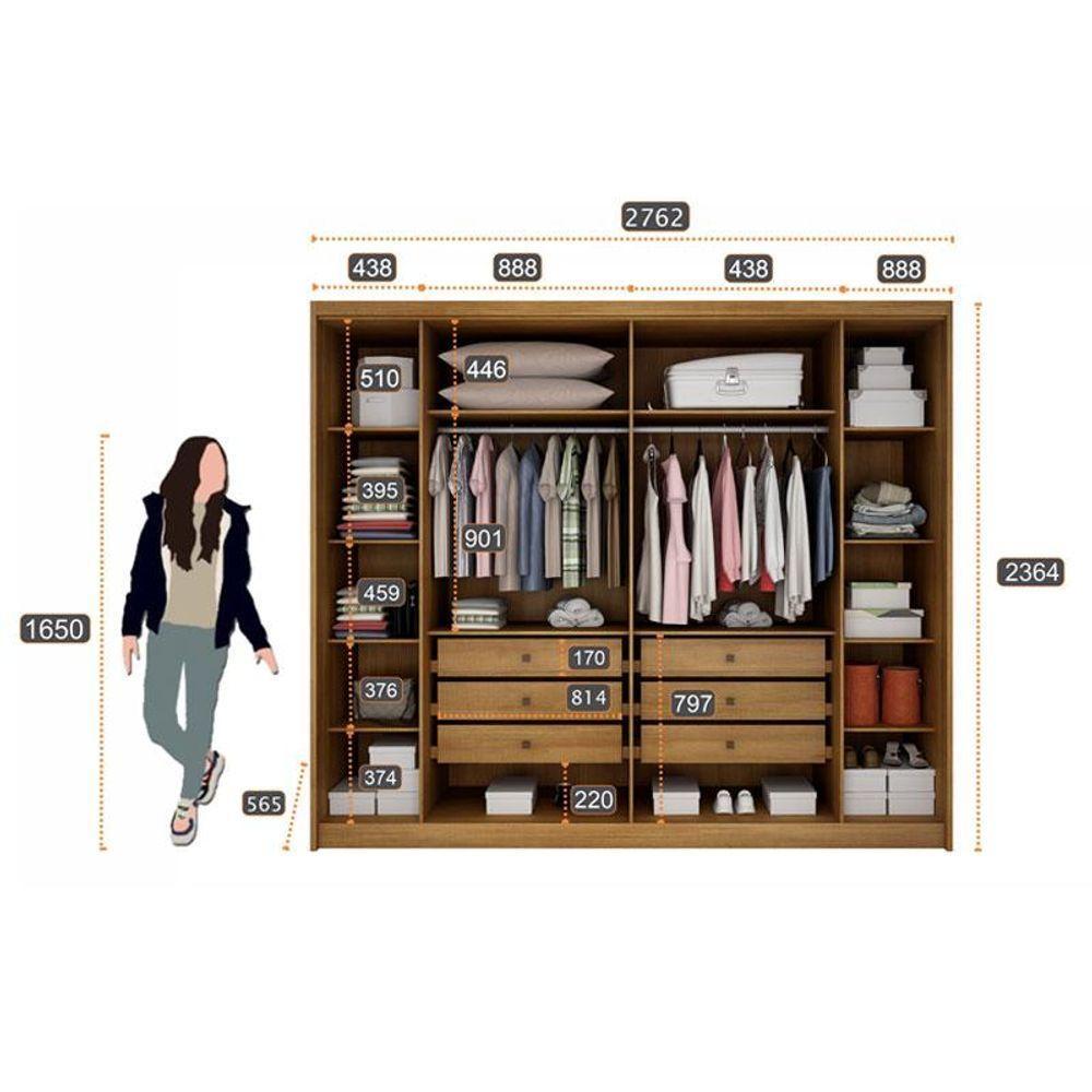 Guarda Roupa Casal Ripado Ambiente Bragança 6 Portas 6 Gavetas Cumaru 25 Fendi - Novo Horizonte - 2