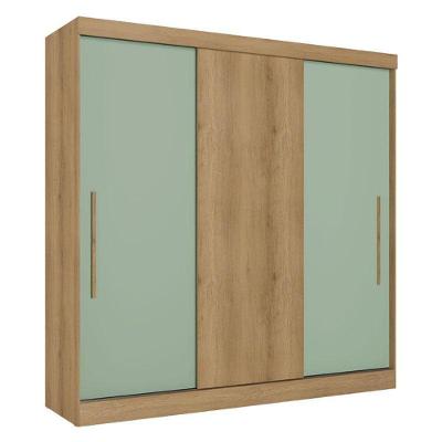Guarda Roupa Casal Vision 3 Portas Capuccino Menta Acetinado - Thb