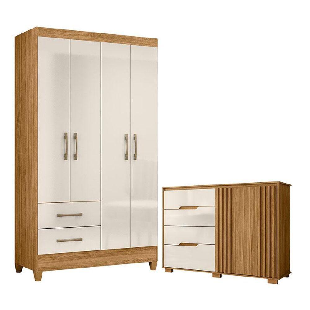 Guarda Roupa Solteiro Chile E Cômoda Texas Freijó Off White - Moval - 1