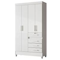 Guarda Roupa Infantil Sobral Com Cômoda Vênus E Armário Multiuso Jade Branco Brilho - Moval - 2