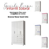 Guarda Roupa Infantil Sobral Com Cômoda Vênus E Armário Multiuso Jade Branco Brilho - Moval - 3
