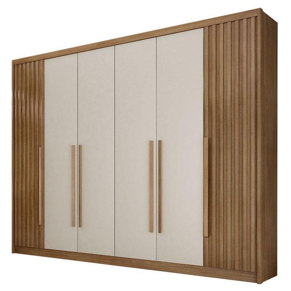 Guarda Roupa Casal Ripado Bragança 6 Portas 6 Gavetas Cumaru 25 Fendi - Novo Horizonte - 1