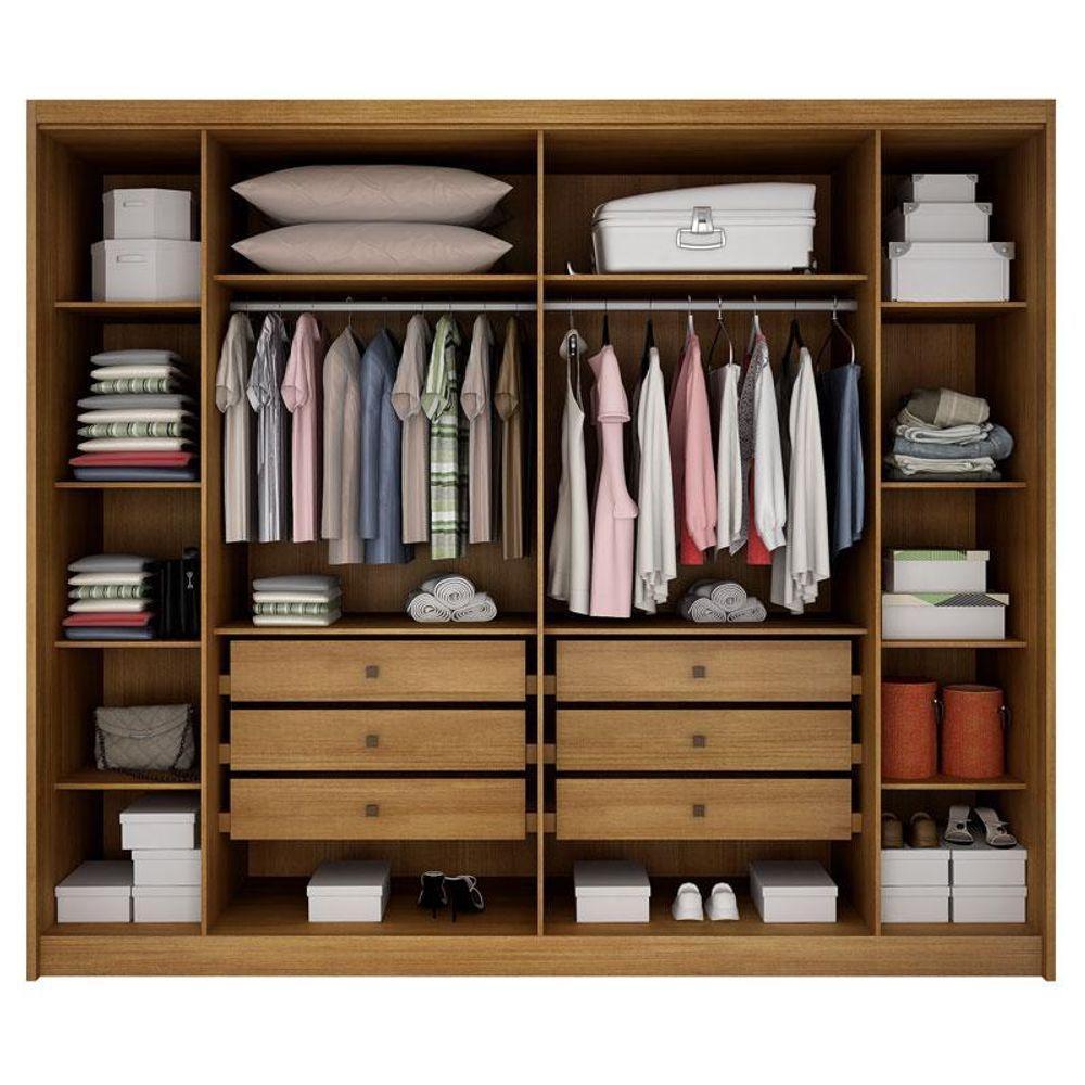 Guarda Roupa Casal Ripado Bragança 6 Portas 6 Gavetas Cumaru 25 Fendi - Novo Horizonte - 3