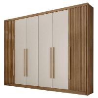 Guarda Roupa Casal Ripado Bragança 6 Portas 6 Gavetas Cumaru 25 Fendi - Novo Horizonte - 1