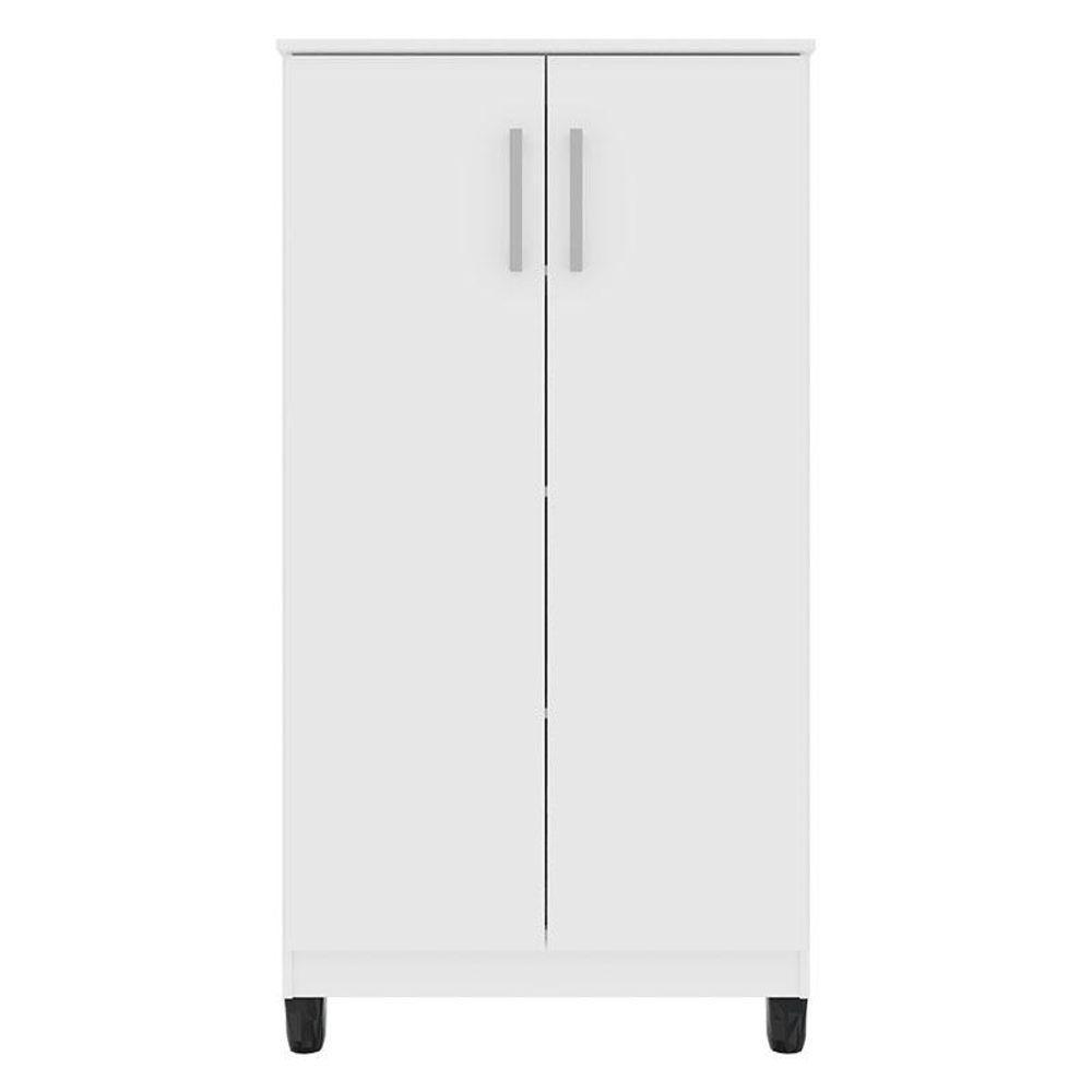 Guarda Roupa Solteiro Versa 3 Portas Branco Rosa Flex Fosco Com Armário Multiuso Brisa Branco Fosco - Kits Paraná - 8