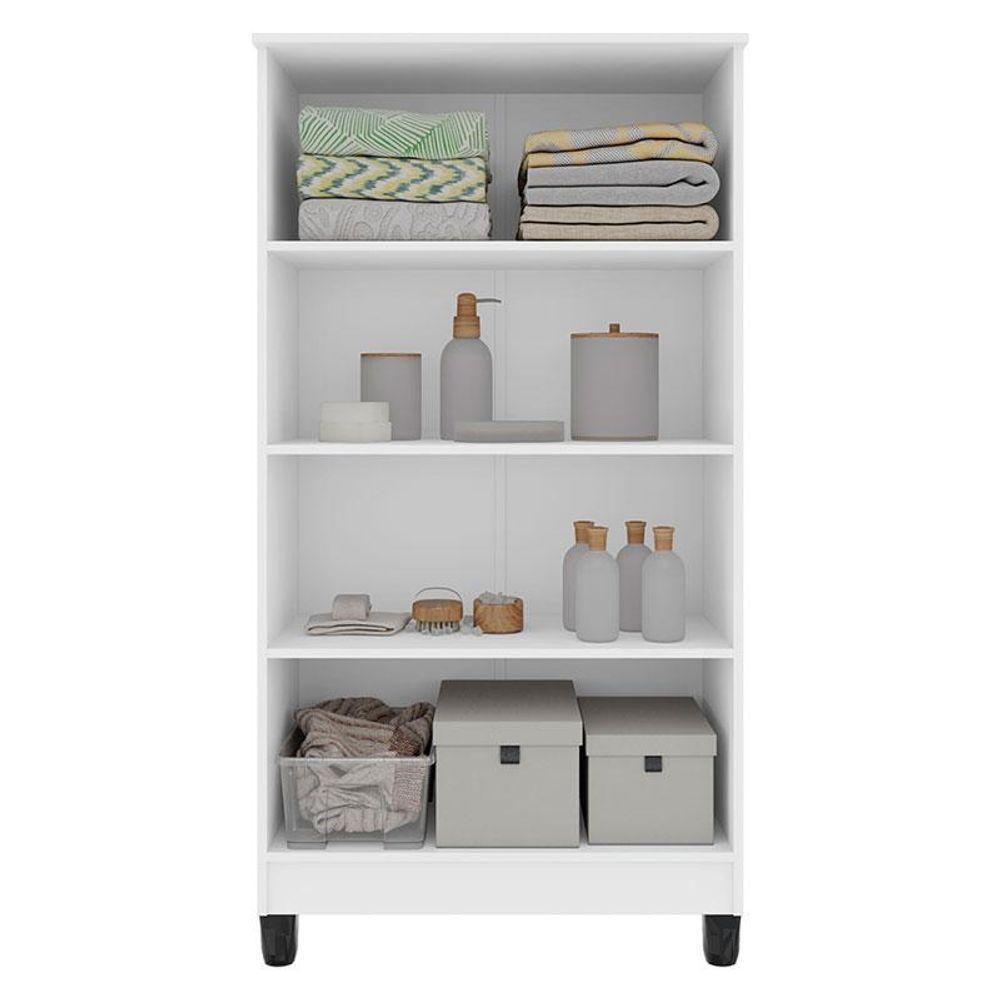 Guarda Roupa Solteiro Versa 3 Portas Branco Rosa Flex Fosco Com Armário Multiuso Brisa Branco Fosco - Kits Paraná - 10