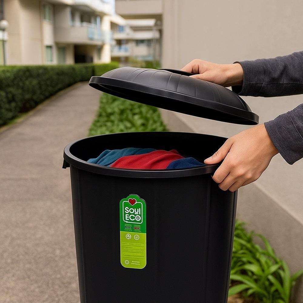 Lixeira Gigante Coleta Seletiva Container Cesto De Lixo Com Tampa Alca 61 Litros Grande Organizador Mudanca Multiuso Cas - 2