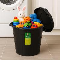 Lixeira Gigante Coleta Seletiva Container Cesto De Lixo Com Tampa Alca 61 Litros Grande Organizador Mudanca Multiuso Cas - 3