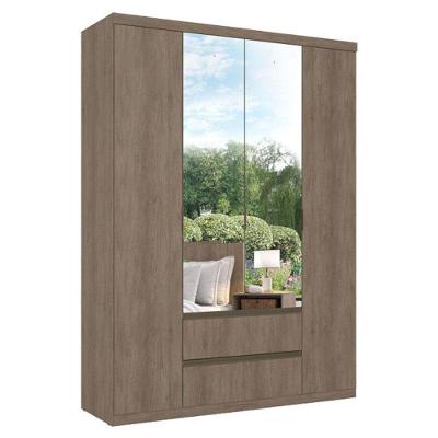 Guarda Roupa Solteiro Nobre Glass 4 Portas Rustic Acetinado - Thb
