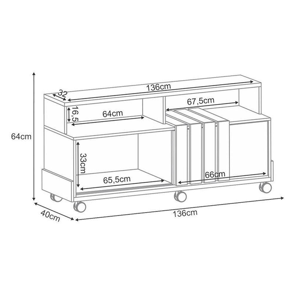 Rack Bancada Graci 1.3 Com Aparador Infinity Cinamomo Off White - Hb Móveis - 3