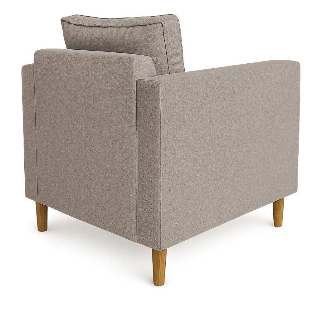 Poltrona Decorativa Helena Linho Pés Madeira Capuccino - 5