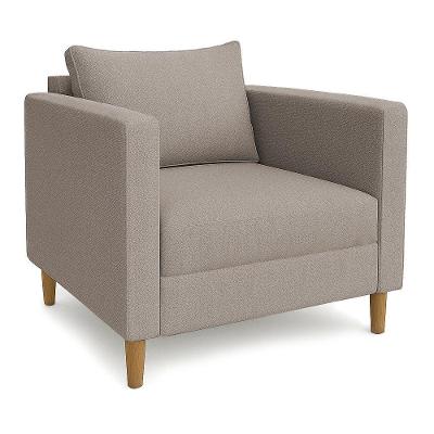 Poltrona Decorativa Helena Linho Pés Madeira Capuccino