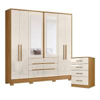 Guarda Roupa Casal San Francisco E Cômoda Ms913 Freijó Off White - Moval - 1