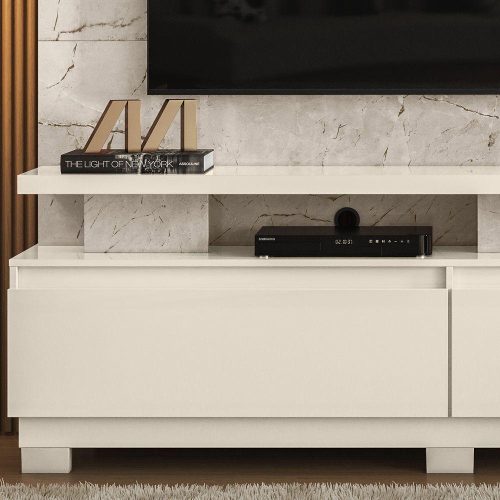 Estante De Tv 75 Pol 183cm Com Pé Sala Belora Calacata-off White M20 - D'rossi - 5