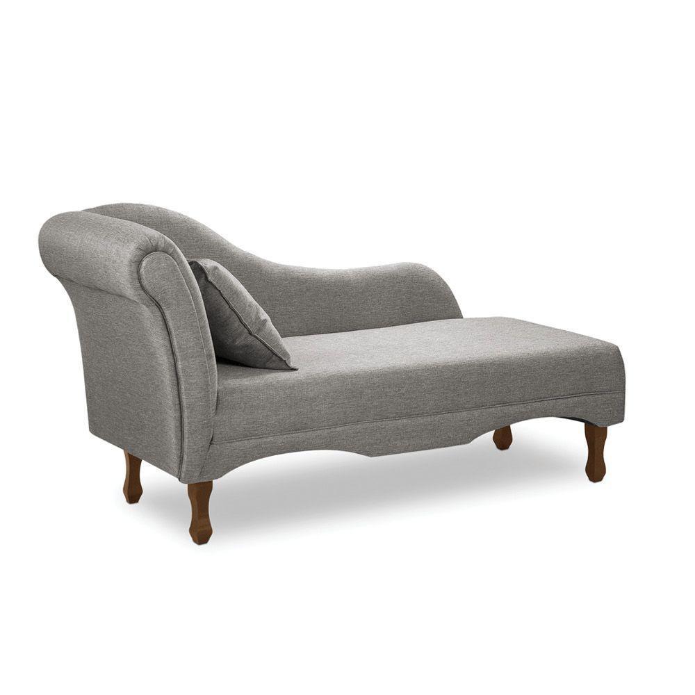 Divã Recamier Pés Retrô Medelin 150cm Linho E03 - D'rossi Cinza - 2