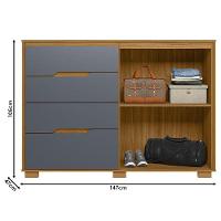 Guarda Roupa Solteiro Chile E Cômoda Texas Freijó Cinza - Moval - 6