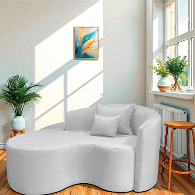 Divã Recamier Curvo Sala De Estar Recepção Inglaterra 180cm Lado Esquerdo Bouclé Branco