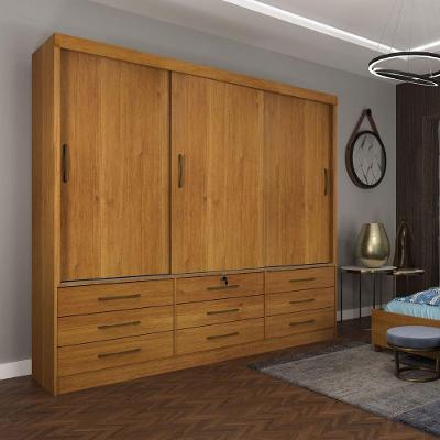 Guarda Roupa 3 Portas 9 Gavetas Chicago Tcil Móveis Cor:cinamomo