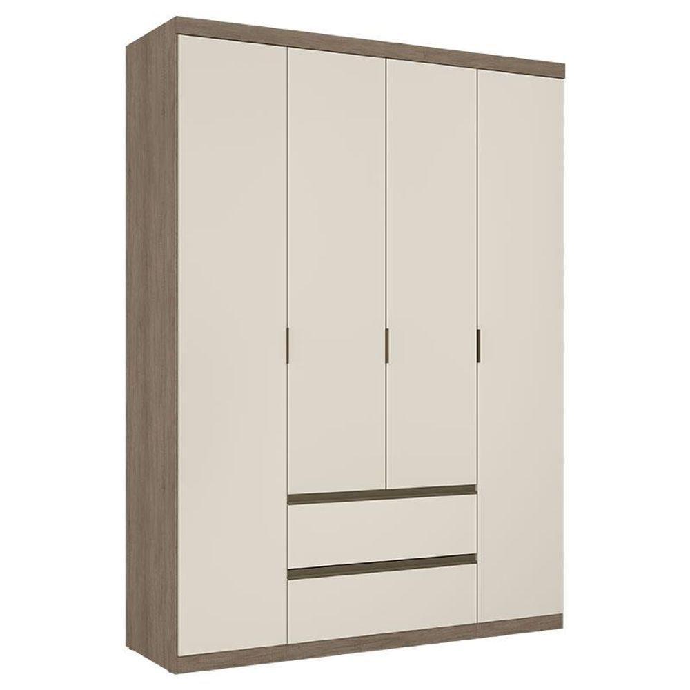 Guarda Roupa Solteiro Nobre 4 Portas Rustic Off White Acetinado - Thb - 1