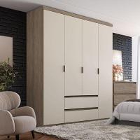 Guarda Roupa Solteiro Nobre 4 Portas Rustic Off White Acetinado - Thb - 4