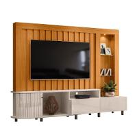 Estante De Tv 70 Pol 243cm Ripado Sala De Estar Nivora Cinamomo-off White M20 - D'rossi - 2