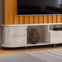 Estante De Tv 70 Pol 243cm Ripado Sala De Estar Nivora Cinamomo-off White M20 - D'rossi