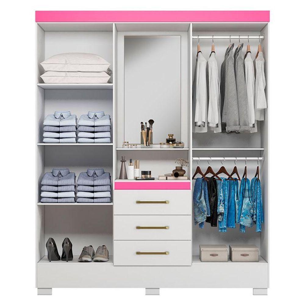 Guarda Roupa Solteiro Paris 2045150 E Armário Multiuso Florença 2000199 Branco - Aramóveis - 5