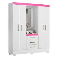 Guarda Roupa Solteiro Paris 2045150 E Armário Multiuso Florença 2000199 Branco - Aramóveis