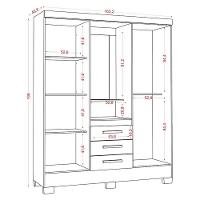 Guarda Roupa Solteiro Paris 2045150 E Armário Multiuso Florença 2000199 Branco - Aramóveis - 6