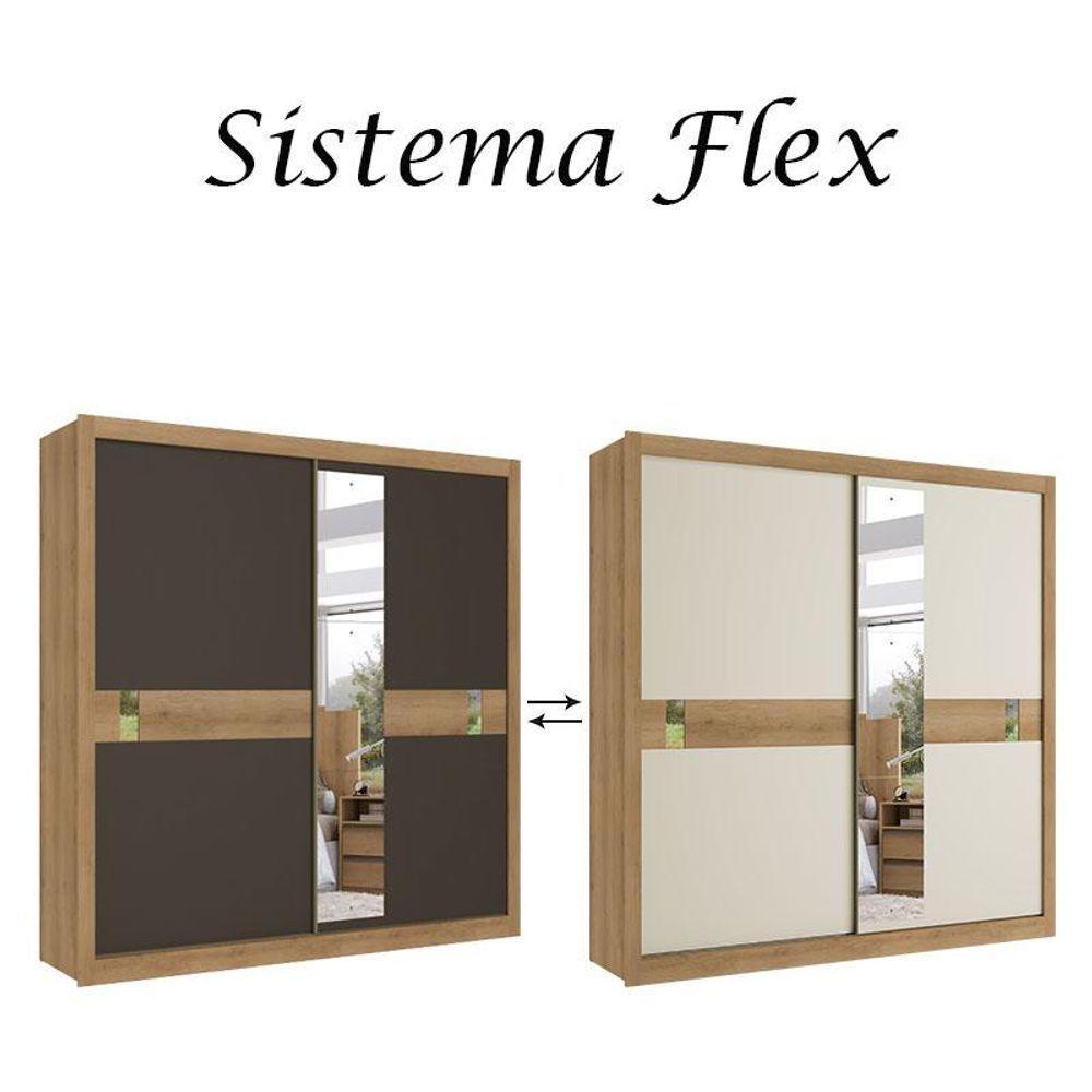 Guarda Roupa Casal Copenhagen Glass 2 Portas Capuccino Off White Cacau Flex - Thb - 3