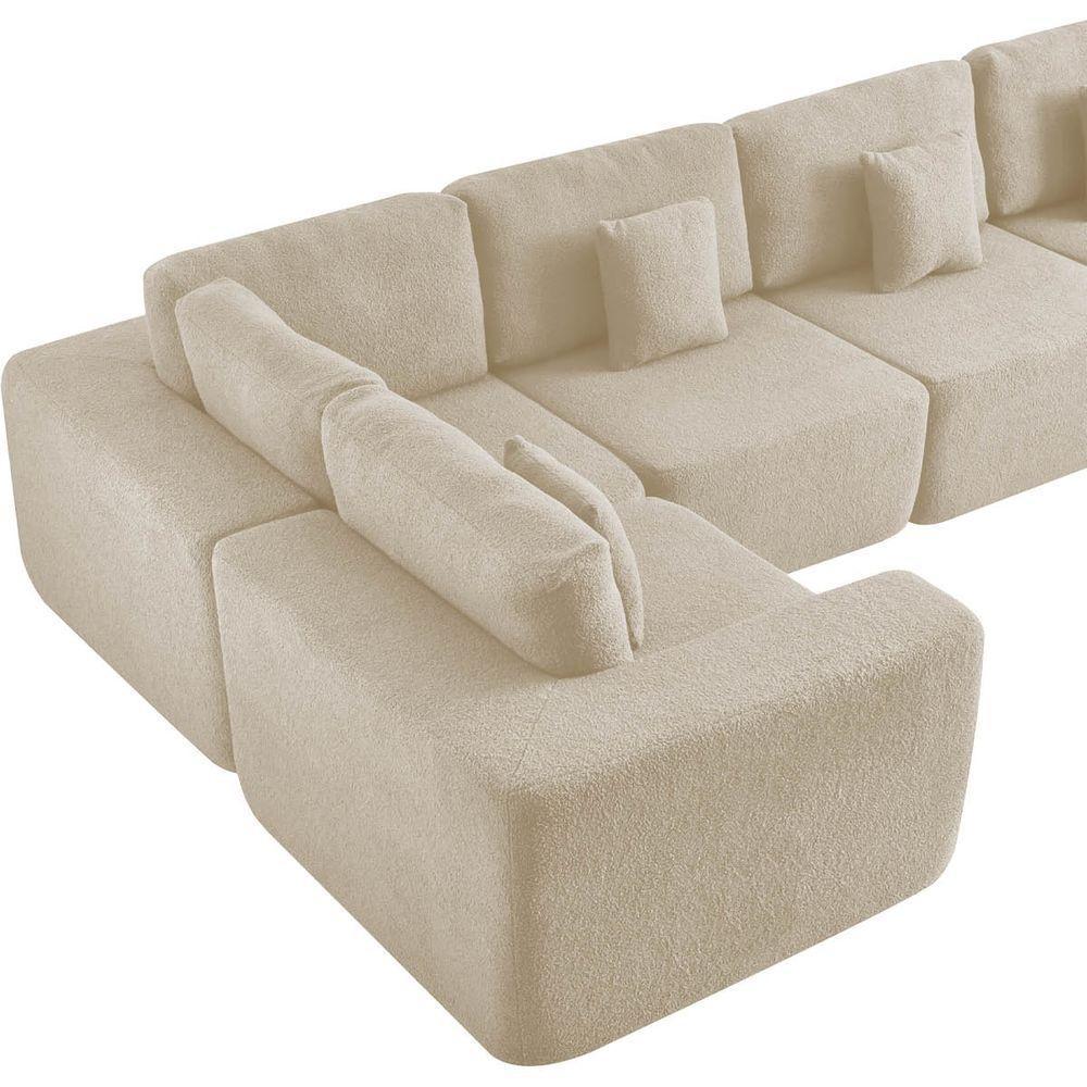 Kit Sofá Modular 5 Lugares Moderno Curvo Orgânico Adapt Bouclé - Amarena Móveis Cor Bege - 9