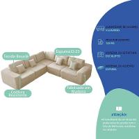Kit Sofá Modular 5 Lugares Moderno Curvo Orgânico Adapt Bouclé - Amarena Móveis Cor Bege