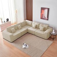 Kit Sofá Modular 5 Lugares Moderno Curvo Orgânico Adapt Bouclé - Amarena Móveis Cor Bege - 7