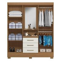 Guarda Roupa Solteiro Paris 2045150 E Armário Multiuso Florença 2000199 Atacama Off White - Aramóveis - 3