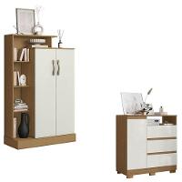 Cômoda Sapateira 2014143 E Armário Multiuso Florença 2000199 Atacama Off White - Aramóveis - 1